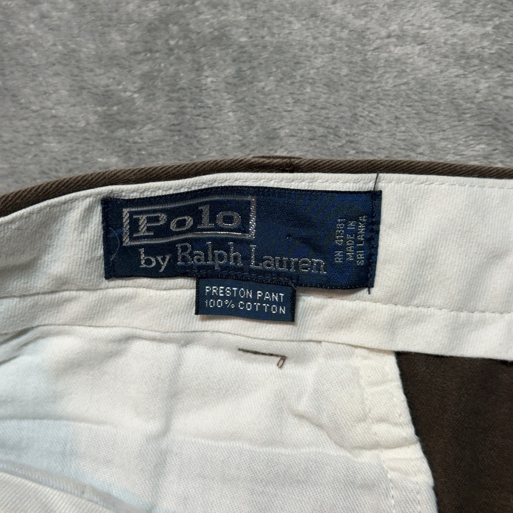 Polo Ralph Lauren Preston Pant Mens 36x32 Brown Chino Cotton Trousers 36x31 - Picture 2 of 7